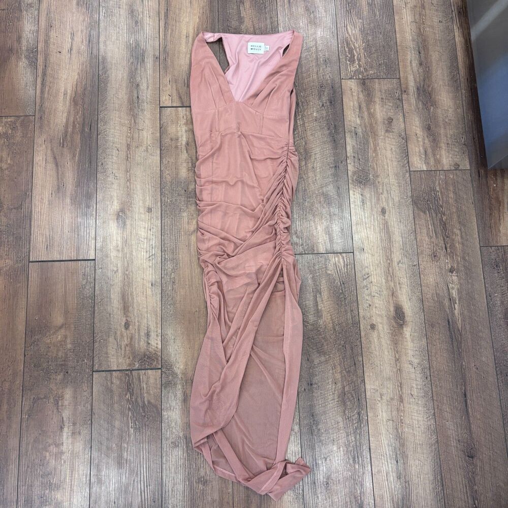 Hello Molly Estate Escapes Maxi Dress Blush Elegant Women's Size 6 US M Sheer - Picture 5 of 11